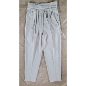 Vintage 80s Women's Tapered Pants Gray High Rise Pleated Side Button 5/6 24×28